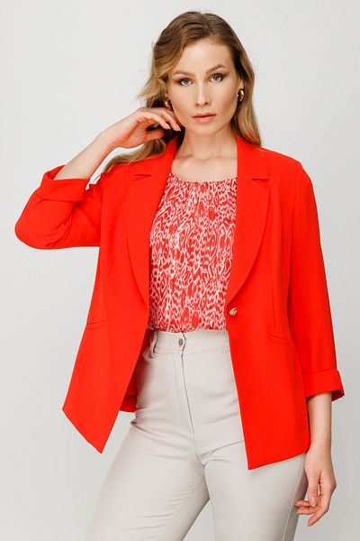 Ekol Women's Single Button Double Sleeve Jacket 4506 Coral