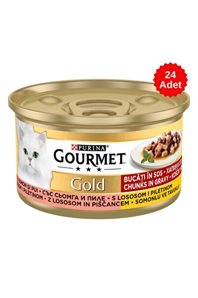 Gourmet Somonlu Ve Tavuklu Kedi Konserve Maması 85 Gr 24 Adet