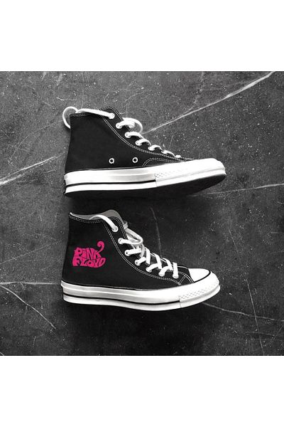 Touz Pantofi de pânză negru cu imprimeu Pink Floyd