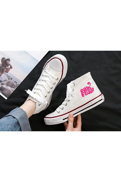 Touz Blunt Blunt Pink Floyd Printed White Canvas Shoes