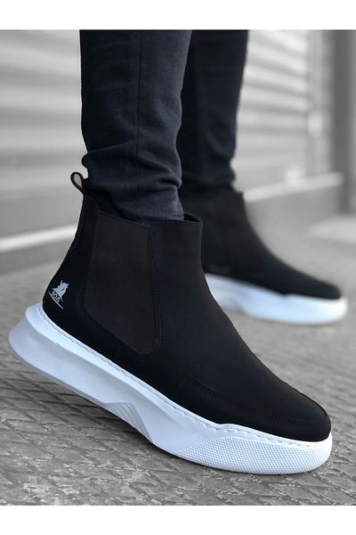 BOA Ba0150 Laceless Strapped Men's High Sole Black Sports Boots