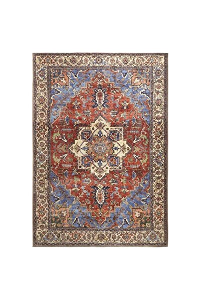 Rugs Modern Halı Vintage Theme Ethnic Red Patterned Woven Base Digital Printe...