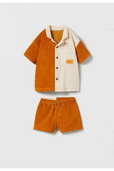 Pink Hippo Kids Boy's Shorts and Shirt Set - Colorblock Terry