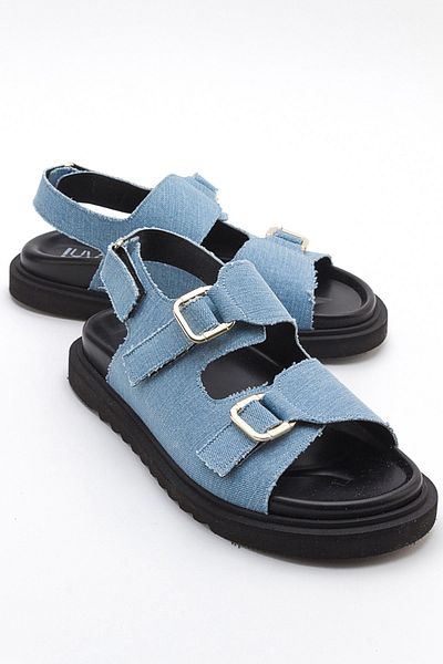 LuviShoes هيرموسا الدنيم الأزرق الصنادل النسائية