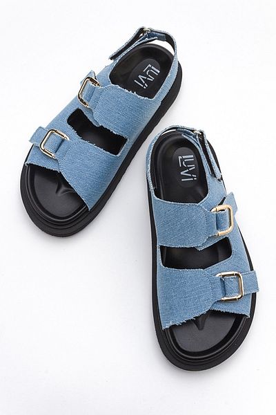 LuviShoes هيرموسا الدنيم الأزرق الصنادل النسائية