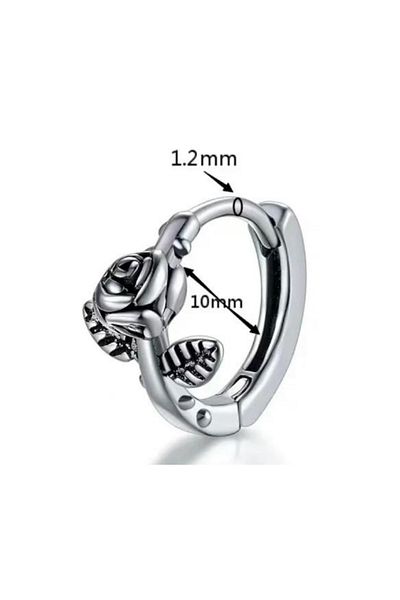 Jaida Moda Unisex Gray Rose Figure Gothic Sports Steel Hoop Earrings