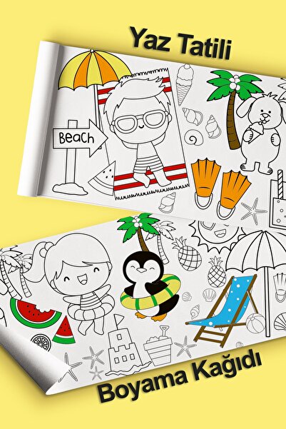 Enjoymydesign Yaz Tatili Dev Boyama Kağıdı 2.5 Metre Tatil Aktivite Rulosu - ...