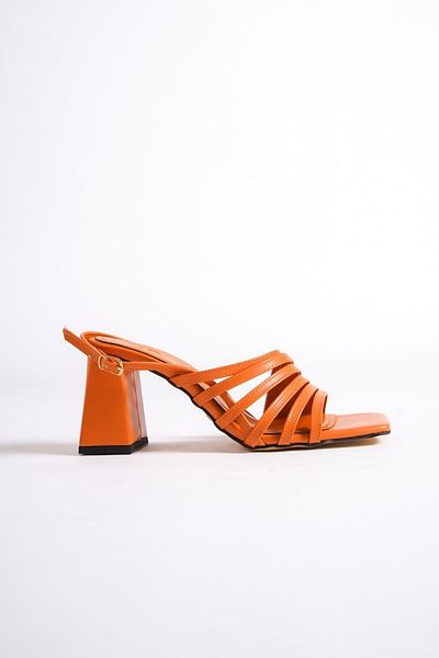 Modabuymus Butterfly M portocaliu pantofi cu mai multe curele cu toc gros