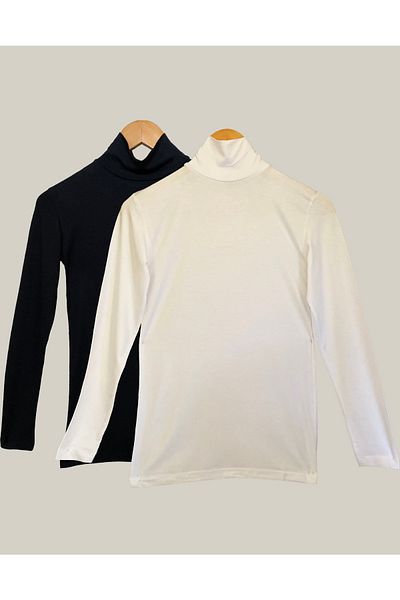 Betimoda Women's Long Sleeve Half Turtleneck Bodysuit Mixed Color 2 Pieces