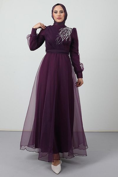 Giza Giyim Women's Purple Hijab Dress
