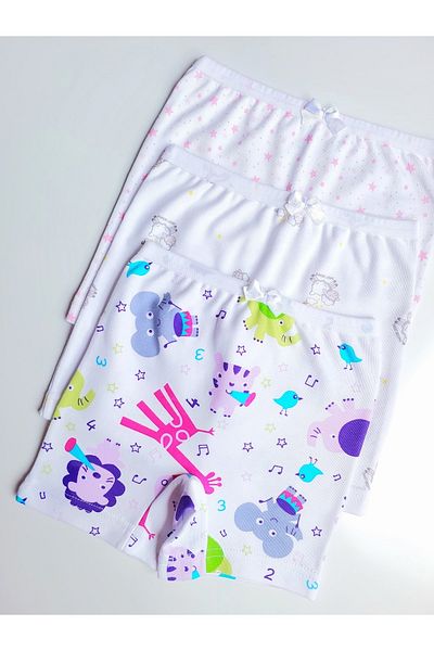 ÇebiKids Girl's 100% Cotton Patterned Bottom Panties/boxers 3-pack