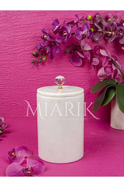 MIARIK DESIGN & DEKORASYON DEKORATİF BEYAZ MERMER ÇÖP KOVASI