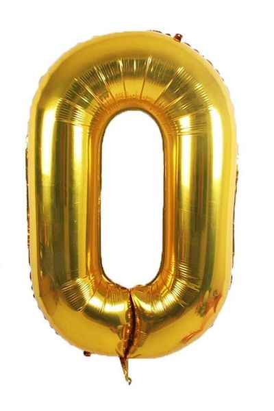 FOKUL Foil 0 Number Balloon 36 Cm Gold Small Size 16inc Zero Number Foil Balloon