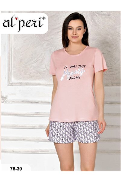 Alperi شورت نسائي صيفي قصير الأكمام يناسب PUDRA