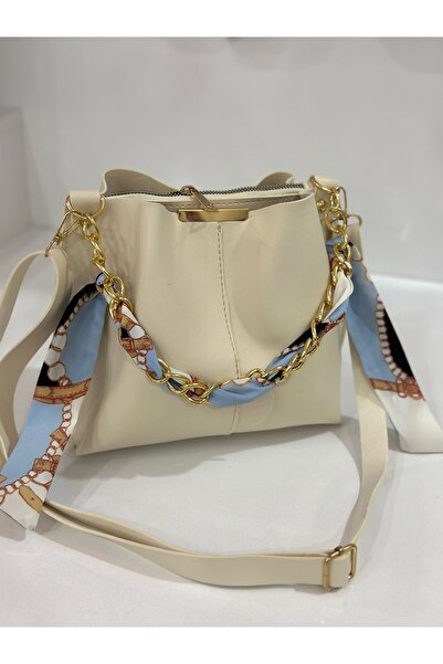 Moda Bu Soft Leather Women's Bag - With Scarf, Chain Accessory, 3 Compartment...
