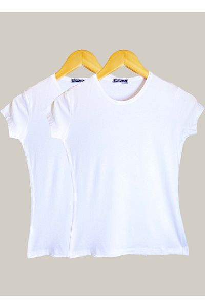 Betimoda Women's White Short Sleeve Crew Neck Body - 2 Pieces