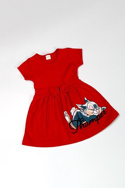 The Red Kids Rochie roșie de vară iepure cu mânecă scurtă