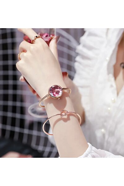 Toz Vintage Red Luna Vintage Retro Metal Thin Bracelet Wristwatch