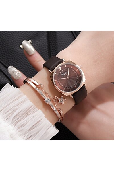 Toz Vintage ساعة يد نسائية من الجلد بسلك جلدي