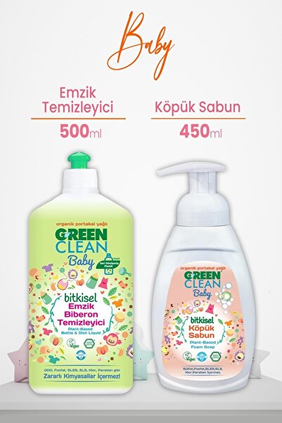 Green Clean U Baby Bitkisel Biberon Emzik Temizleyici 500 ml Ve Köpük Sabun P...
