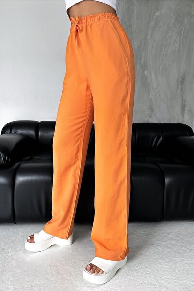 FEMELLE Women's New Season Double Pocket Drawstring Waist Modal Fabric Wide Leg Trousers