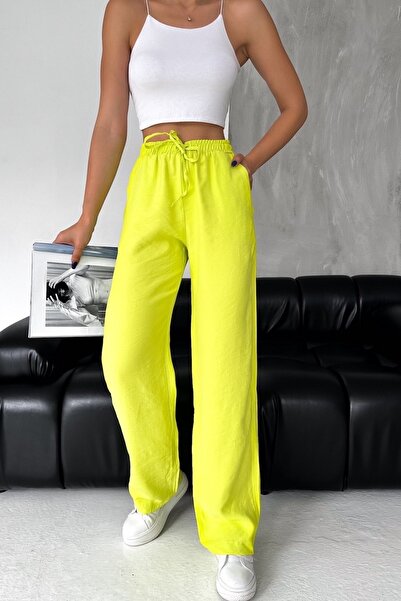 FEMELLE Women's New Season Double Pocket Drawstring Waist Modal Fabric Wide Leg Trousers