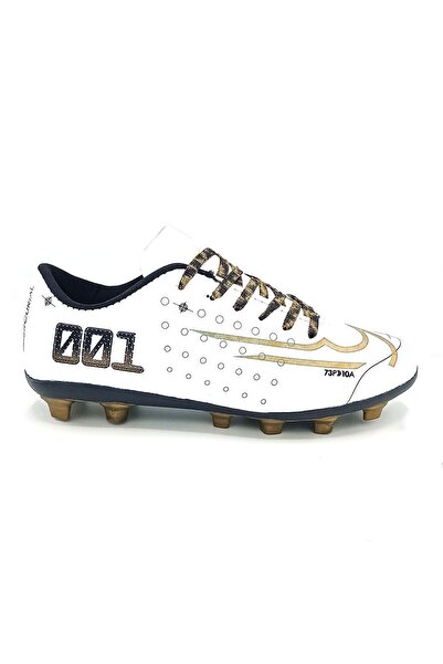 Ludo Vico Unisex New Mds Football Boots 001 White Gold Cleats Turf Football Shoes
