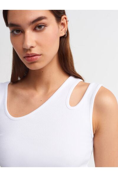 Dilvin 20705 Guler asimetric Top-Alb