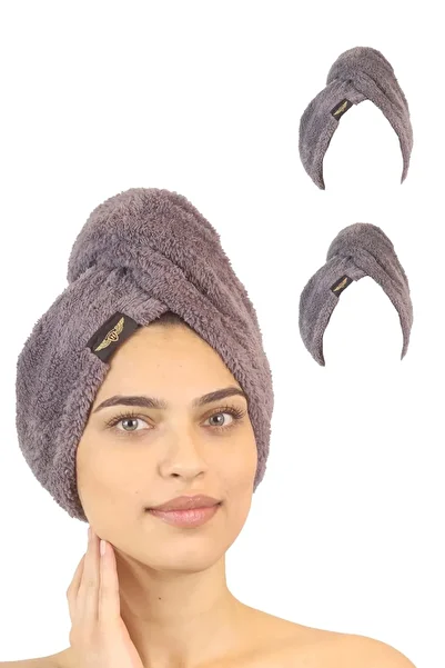 Heriya 2 Pack Microfiber Hair Towel – 2 Button Hair Drying Cap – Head Towel
