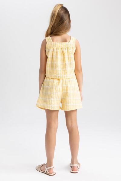 DeFacto Girl's Square Patterned Sleeveless Blouse Shorts Set of 2 B1332a823hs