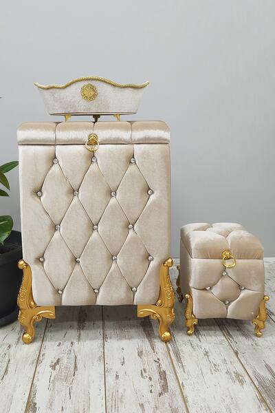 Teksev Σετ μπάνιου 3 τεμαχίων με καπιτονέ βιζόν |   Καλάθι ρούχων από μεταξωτό βελούδο MDF |   Σετ βρώμικου καλαθιού