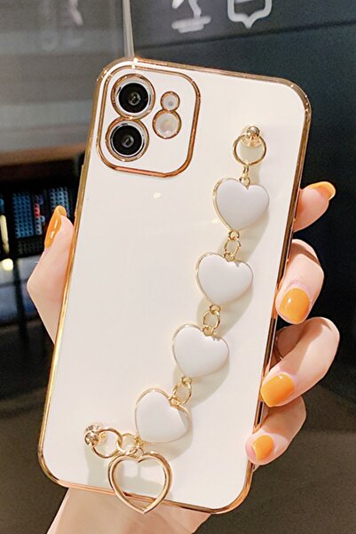 3GEN CASE حافظة سيليكون ليزر ملونة متوافقة مع هاتف آيفون 11 مع سلسلة قلب لطيفة وحماية للكاميرا