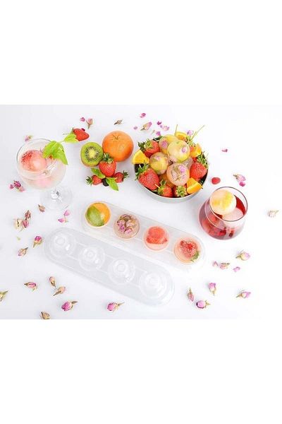 Hayveys 4 Compartment Round Ball Ice Mold Cocktail, Fruit, Chocolate Beverage Preparation Icebox
