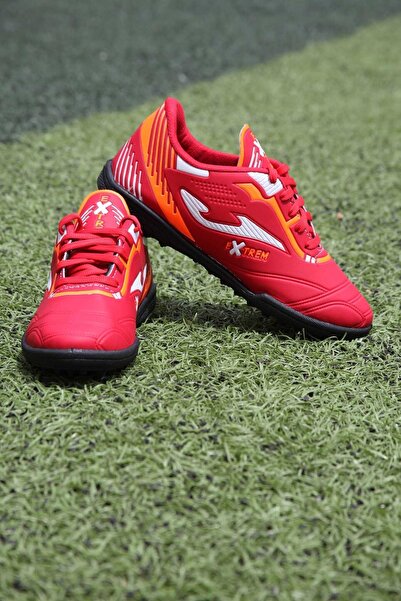 DÜNYA MAĞAZA Young Boys' New Season Light Red Black Sole Colorful Lace-up AstroTurf Football Shoes