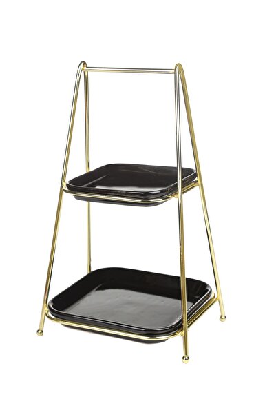 nilşah Square Two Layer Presentation Wire-gold Coated-black