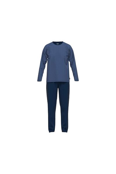 Ceceba Herren Schlafanzug – Pyjama, Baumwollmischung, Rundhals, Logo, Lang, Einfarbig