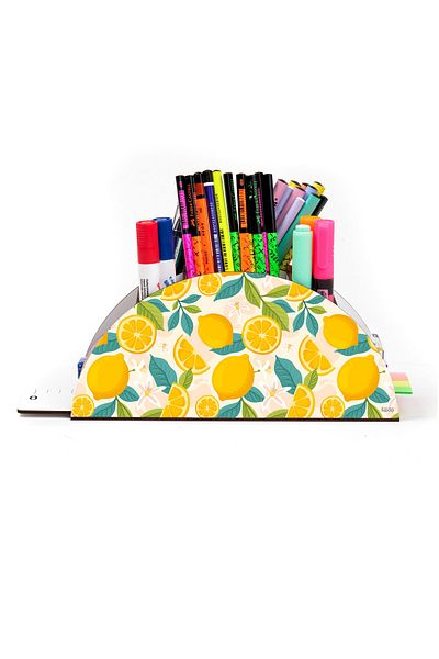kutuTR Wooden Vip Fruit Series Rainbow Ruled Desktop Pen Holder Organizer with Assembled Box