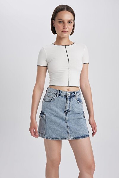 DeFacto Cargo Fit Jean Mini 100% pamut szoknya A7112ax23hs