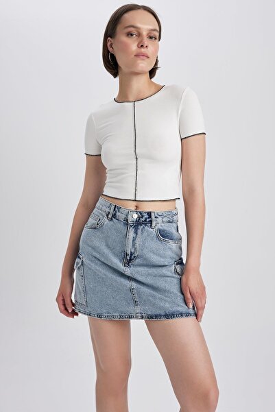 DeFacto Cargo Fit Jean Mini 100% pamut szoknya A7112ax23hs