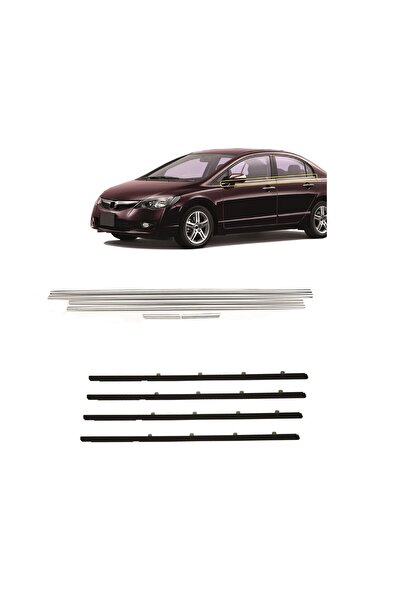 İTAQİ Honda Civic FD6 Sıyırıcı Fitil Lastik+Krom Set 4 Kapı 2006-2012