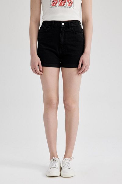 DeFacto Mom Fit High Waist Folded Leg Jean Shorts A2621ax23sm