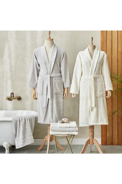 Karaca Home Set de baie de familie halat de baie Cecilia Alb/Gri