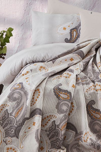 Cotton Life طقم بيكيه قطني مزدوج باللون البني العتيق