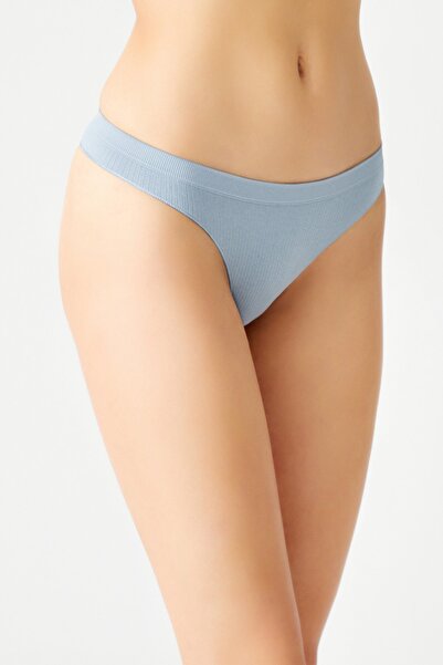 Los Ojos Mavi Fitilli Seamless Brezilya Modeli Külot Ribbed Brasil