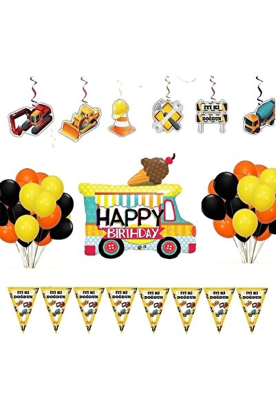 DÜVENCİ TİCARET Σετ μπαλονιών γενεθλίων με θέμα την κατασκευή από την Çıtıpıt...