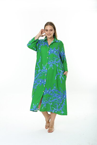 XL Modam ΓΥΝΑΙΚΕΙΟ ΜΕΓΑΛΟ ΜΕΓΕΘΟΣ υφασμένο ΒΙΣΚΟΖΕ ΠΡΑΣΙΝΟ ΜΠΛΕ ΠΟΥΚΑΜΙΣΟ ΦΟΡΕΜΑ