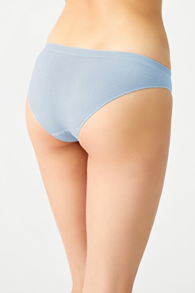 Los Ojos Mavi Fitilli Seamless Klasik Külot Ribbed Classic