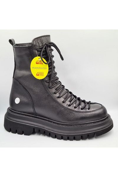 Mammamia Black Leather Women's Boots - D23Kb-4300 Zippered