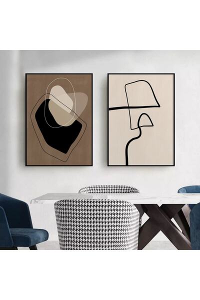 Markazip Siyah Metal Çerçeveli 50x70cm Ikili Kanvas Tablo TLH6-K