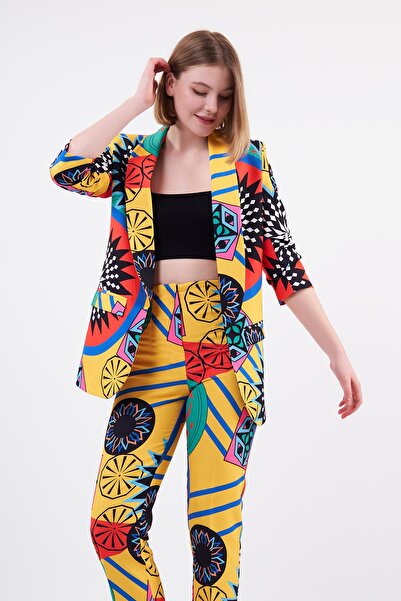 Swass High Waist Collared Patterned Women's Trousers